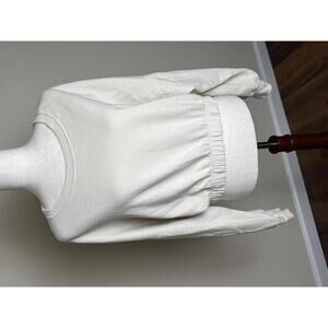 Hollister White Cropped Sweatshirt Size L Elastic Hem